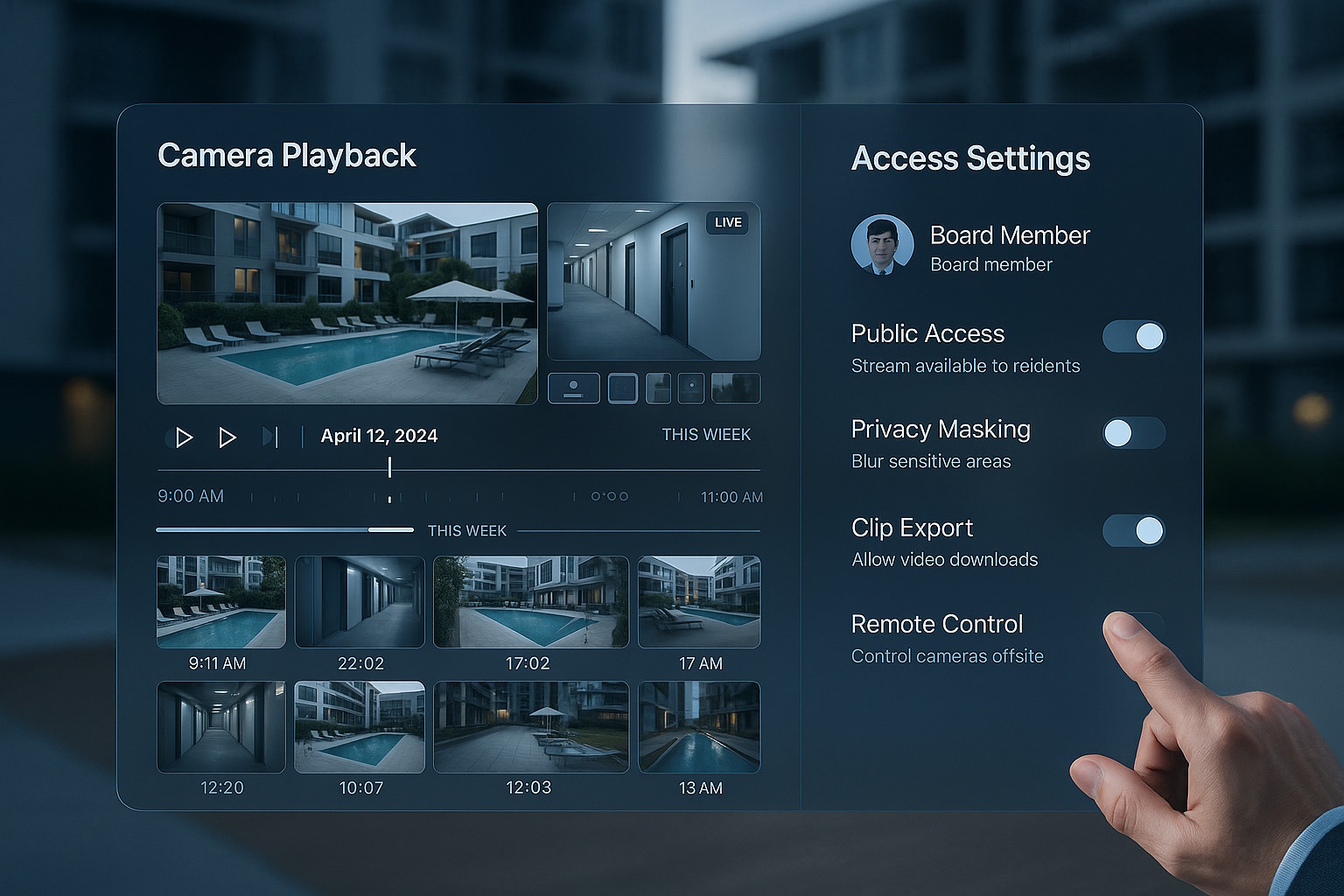 Security camera playback screen